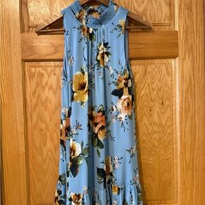 Chic Floral Midi Dress in Blue